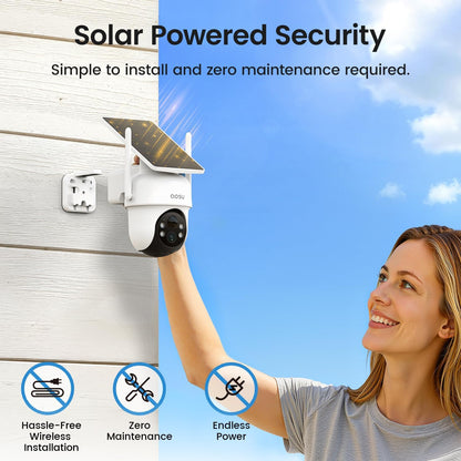 Security Cameras Outdoor Wireless, 4 Cam-Kit, No Subscription Required, Solar-Powered, Home Security Cameras System with 360° Pan & Tilt, Auto Tracking, 2K Color Night Vision, Easy Setup