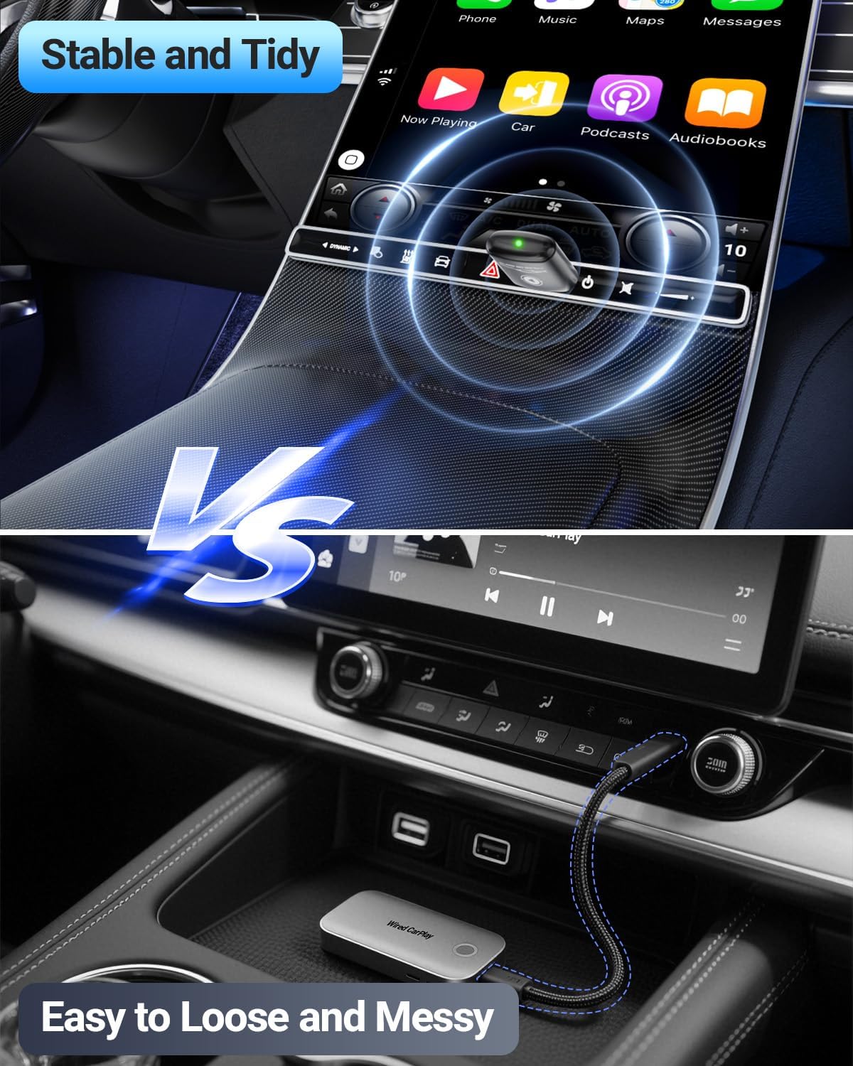 Wireless Carplay Adapter for Apple Iphone（2026 Upgraded） Mini Design, Converts Factory Wired to Wireless Adapter for Carplay, Plug and Play, Auto Connect Fast and Stable(Dark Gray)
