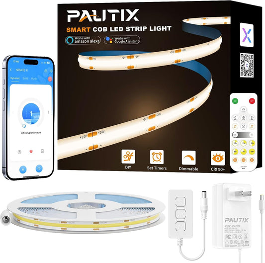 COB LED Strip Nautral White,4000K Dimmable LED Tape Light,Cri93+ Super Bright High Lumen,Compatible with Alexa/Google Assistant,Flexible Strip Ligths for Bedroom,Kitchen,Office,Under Cabinet