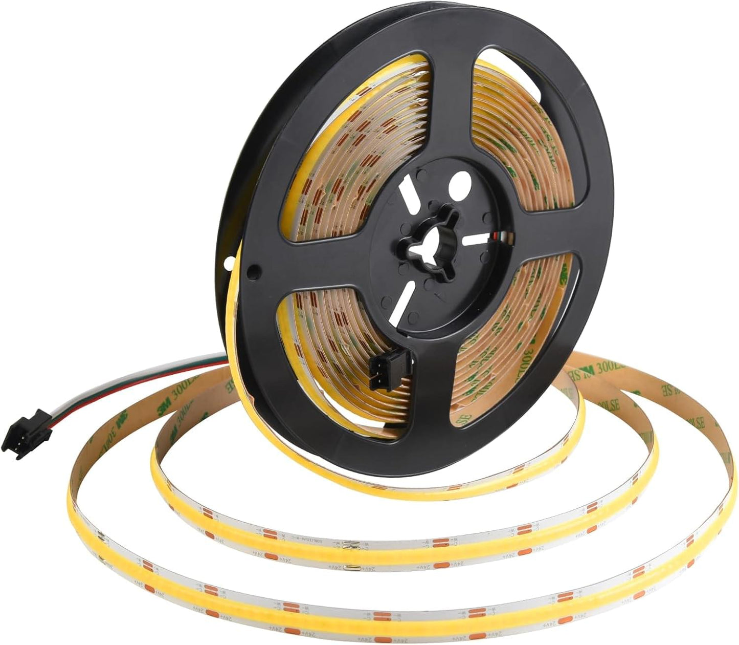 CCT COB LED Strip Lights, Tunable White Dimmable 2700K-6500K, 24V LED Tape Light Kit 16.4Ft/5M,8Mm Wide,High Density Cri90+With Ul-Listed Adapter,For Bedroom,Kitchen,Diy Lighting