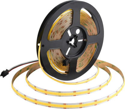 CCT COB LED Strip Lights, Tunable White Dimmable 2700K-6500K, 24V LED Tape Light Kit 16.4Ft/5M,8Mm Wide,High Density Cri90+With Ul-Listed Adapter,For Bedroom,Kitchen,Diy Lighting
