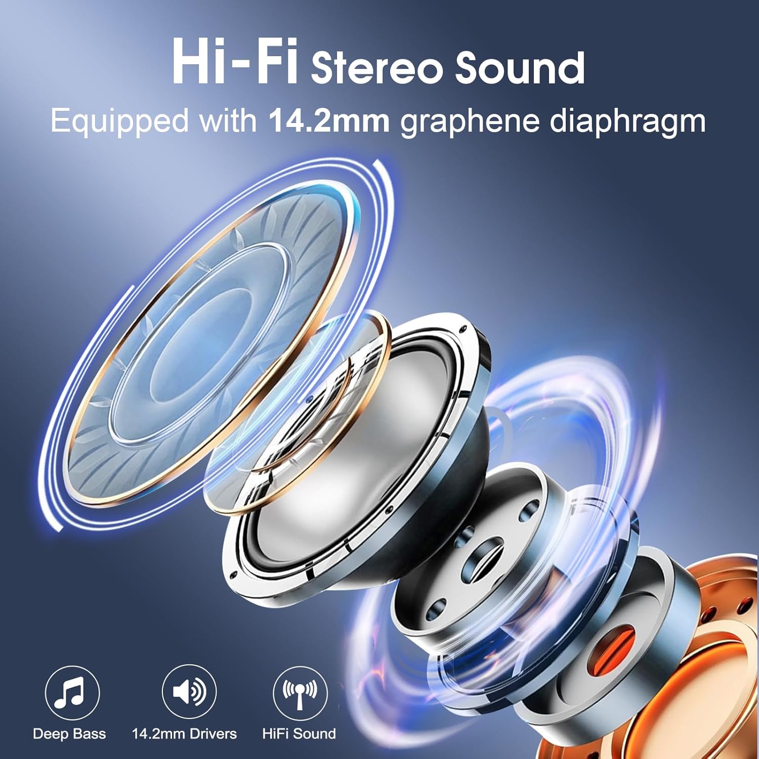 Wireless Earbuds 75H Bluetooth 5.4 Sport Headphones with Earhooks, Black | IPX7 Waterproof In-Ear Buds Feature ENC Noise Cancelling Mic & Deep Bass. Stereo Sound Device for Gym Running Workout