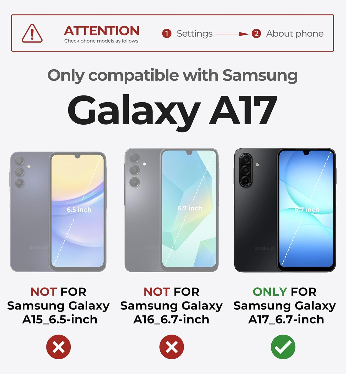 for Samsung Galaxy A17-5G Case, [2 Front Frame] [Bulit-In Magnetic Slide Camera Cover & Kickstand] Heavy Duty Protection Shockproof Samsung A17-5G Case with Screen Protector, 6.7 Inch Black