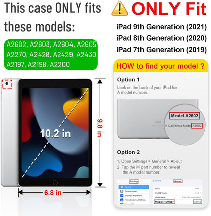 Stylish Ocean Marble iPad Case for 9th/8th/7th Gen - Multi-Angle Stand, Card Slots, and Auto Sleep/Wake Feature
