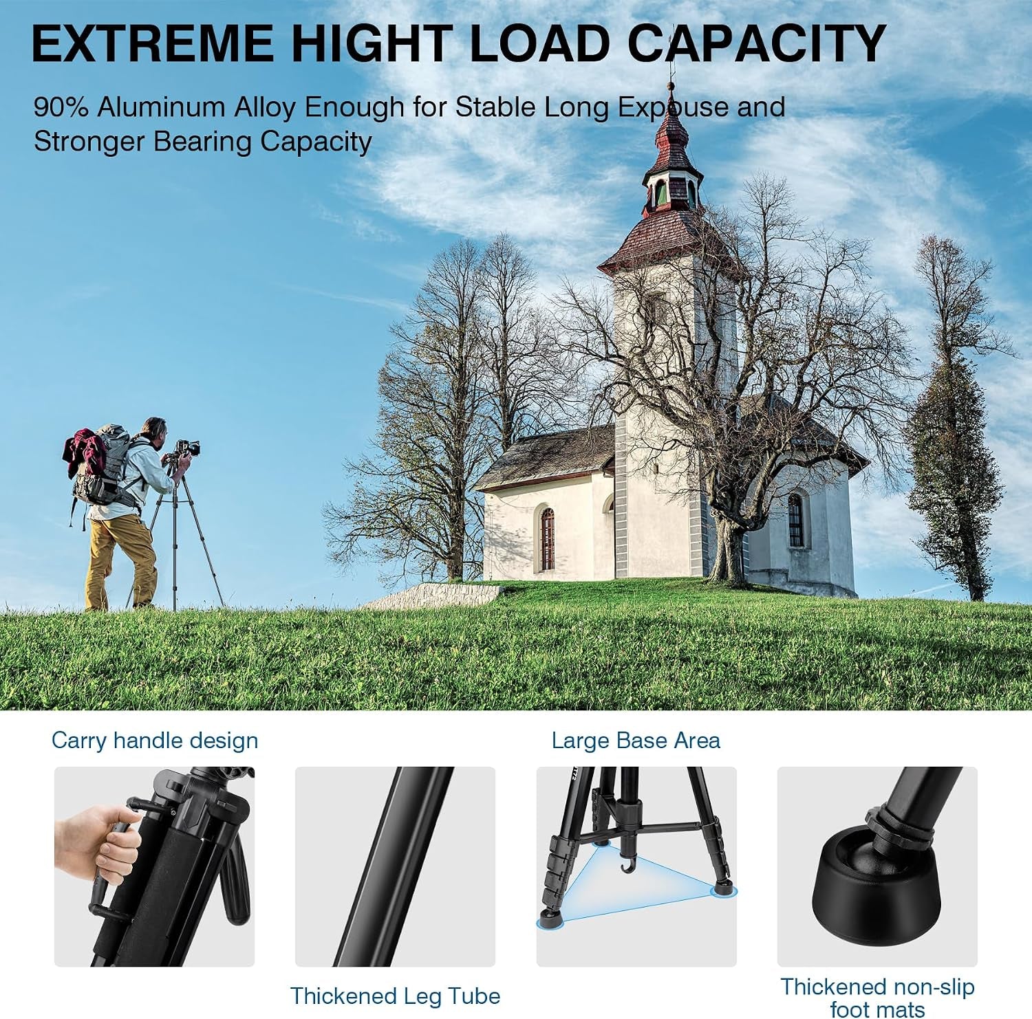Tripod for Camera and Phone, 72" Tall Camera Tripod Monopod with Remote, Professional Heavy Duty Compact Camera Stand for Iphone, DSLR, Spotting Scope, Telescope, Binocular