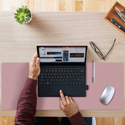 Large Dual-Sided Desk Mat - Stylish Waterproof PU Leather Protector Pad for Office & Home, Smooth Surface Mouse Pad (Purple, 31.5" x 15.7")