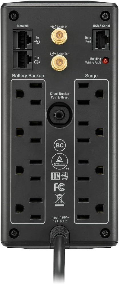 850VA Pro UPS Battery Backup - 8 Outlets, LCD Display, AVR & Surge Protection for Home Offices - 29-Minute Runtime for PCs & Workstations