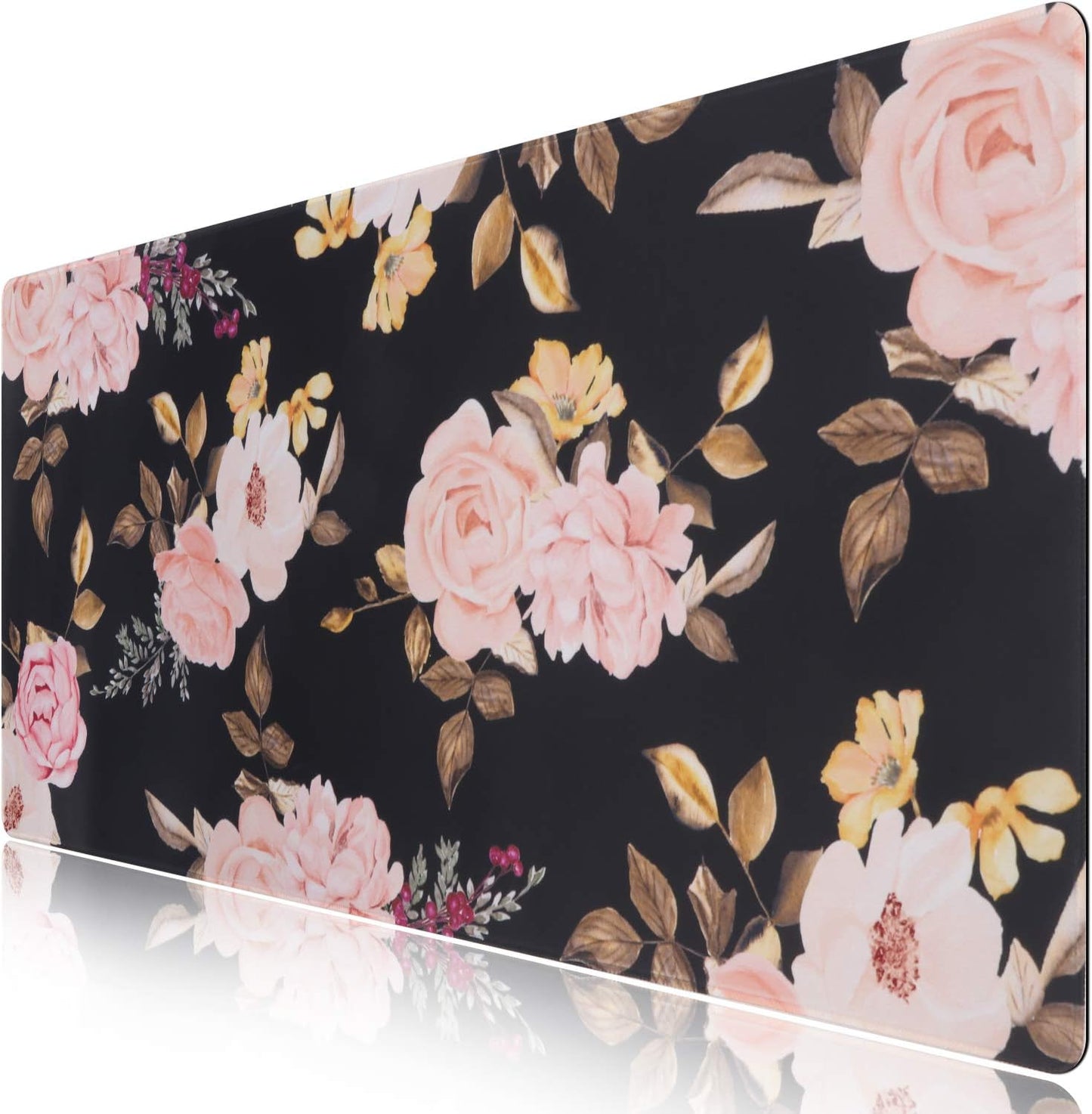 Peony Large Gaming Mouse Pad - Non-Slip Rubber Base, Waterproof, Stitched Edges for Work & Play