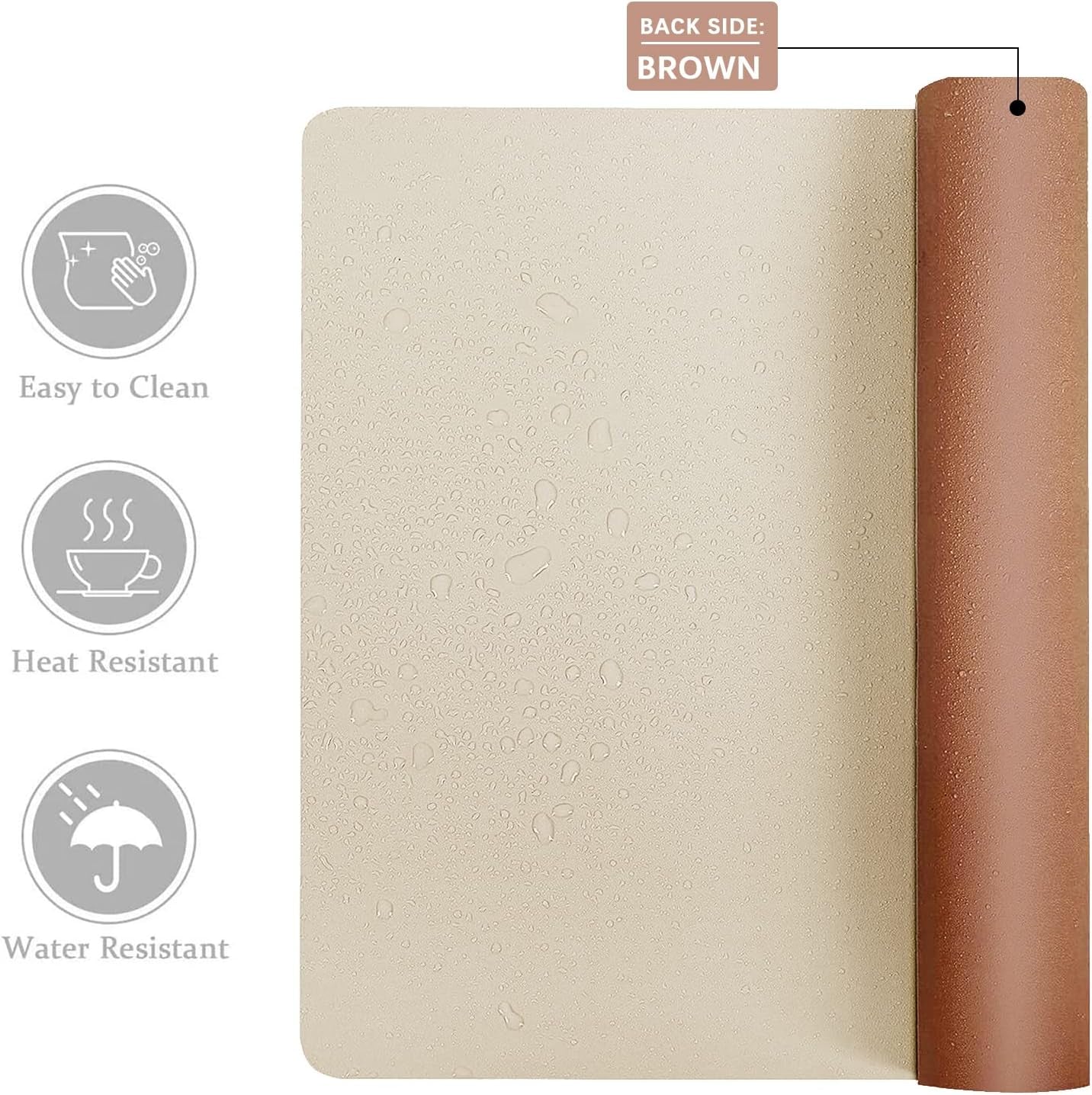 Double-Sided PU Leather Desk Pad - Stylish & Functional Non-Slip Mouse Pad & Desk Mat for Home or Office - Waterproof, Easy to Clean, Durable (31.5" X 15.7", Beige)