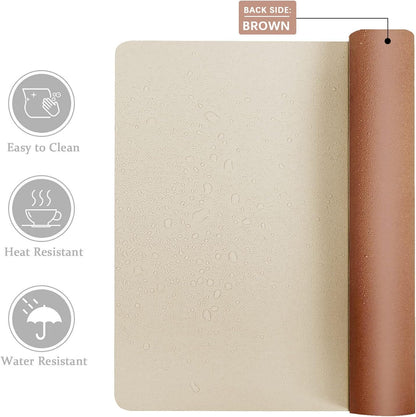 Double-Sided PU Leather Desk Pad - Stylish & Functional Non-Slip Mouse Pad & Desk Mat for Home or Office - Waterproof, Easy to Clean, Durable (31.5" X 15.7", Beige)