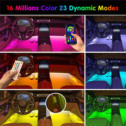 Interior Car Lights  Car Accessories APP Control with Remote Music Sync Color Change RGB under Dash Lighting with Charger 12V LED Lights Running Board Lights