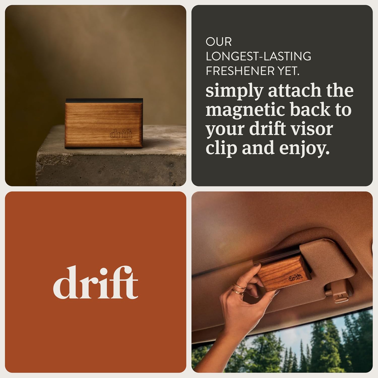 Car Air Freshener - the Original Wood Air Freshener - Car Odor Eliminator - Long Lasting Scent - Auto Accessories - Metal Clip - Essential Oils - Clean Ingredients - Teak Scent Starter Kit