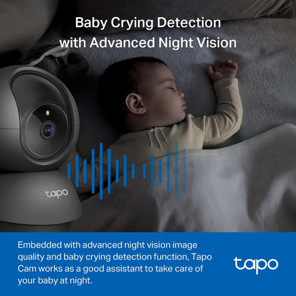 Tapo 1080P Pan/Tilt Security Camera for Baby Monitor, Pet Camera, C201 | Motion Detection, 2-Way Audio, Night Vision, Cloud & SD Card Storage, Works with Alexa & Google Home, Black