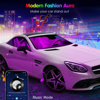 Interior Car Lights  Car Accessories APP Control with Remote Music Sync Color Change RGB under Dash Lighting with Charger 12V LED Lights Running Board Lights