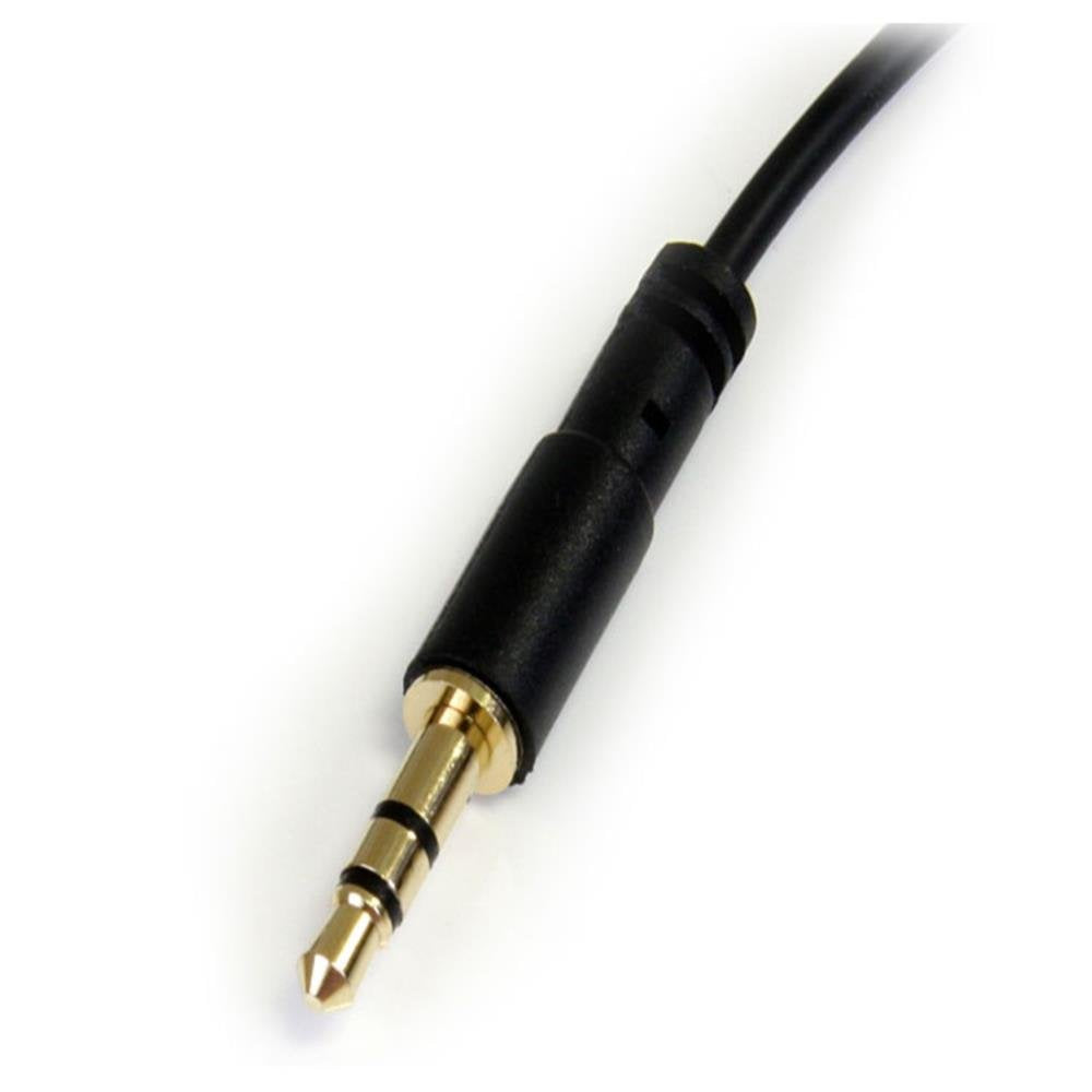 Startech 1-Foot Right Angle 3.5mm Audio Cable - Slim Male to Male Aux Cable in Black