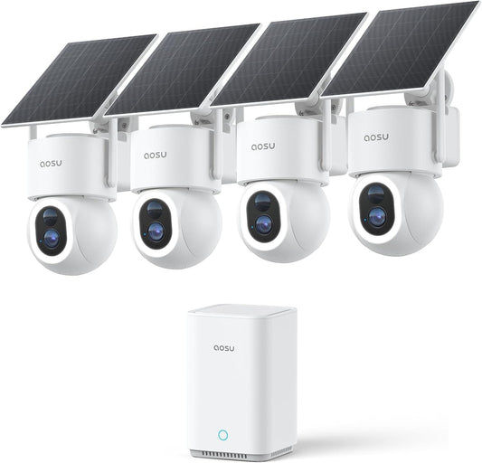 Solarcam D1 Max 4-Cam Kit, 4K Solar Security Cameras Wireless Outdoor, 360° PTZ Auto Tracking & Vehicle Detection, Color Night Vision, No Subscription Required, 1TB Expandable Storage