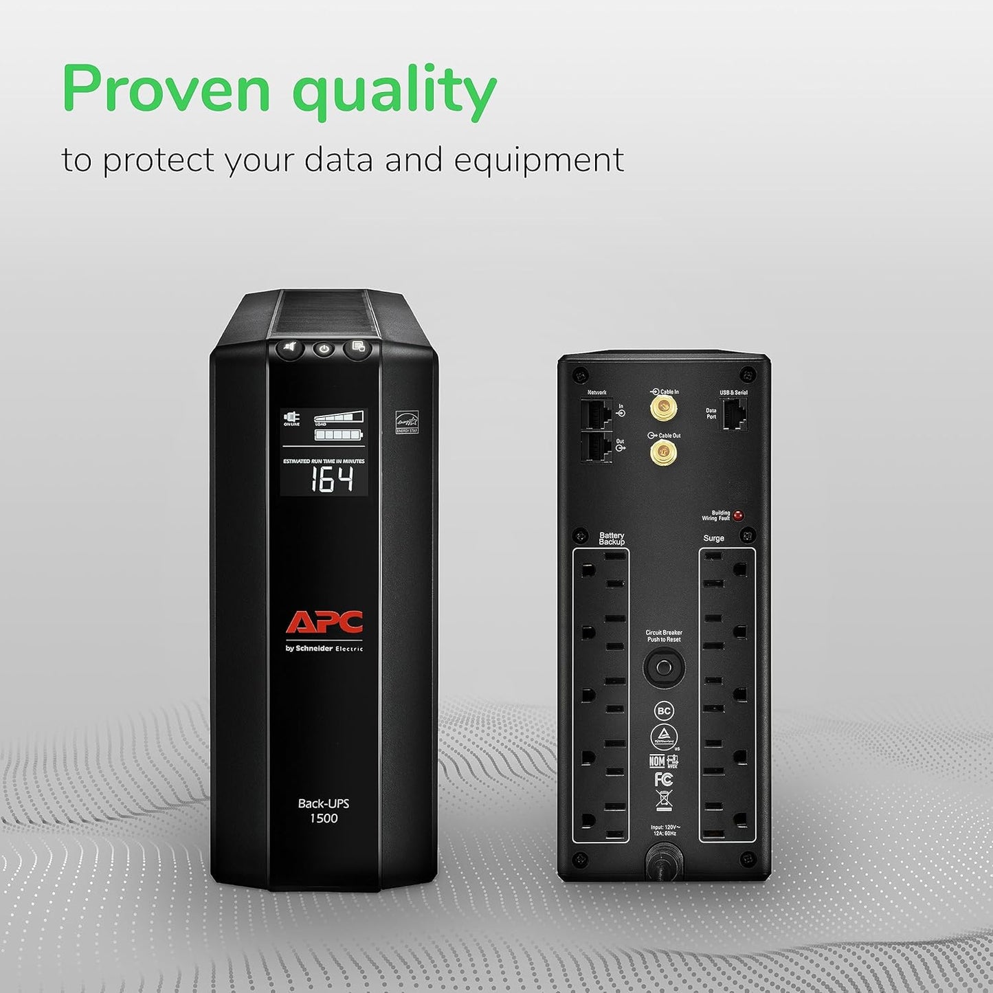 UPS 1500VA/900W Pro UPS Battery Backup for Office Electronics, BX1500M | 1500VA Back-Ups Pro for Home Offices — 10 Outlets, LCD, AVR, Surge Protection, 68-Min Runtime (@100W) for Pcs & Workstations