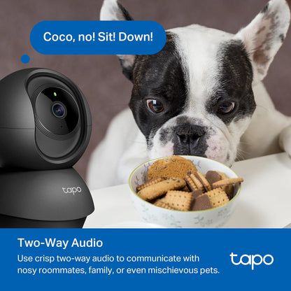 Tapo 1080P Pan/Tilt Security Camera for Baby Monitor, Pet Camera, C201 | Motion Detection, 2-Way Audio, Night Vision, Cloud & SD Card Storage, Works with Alexa & Google Home, Black
