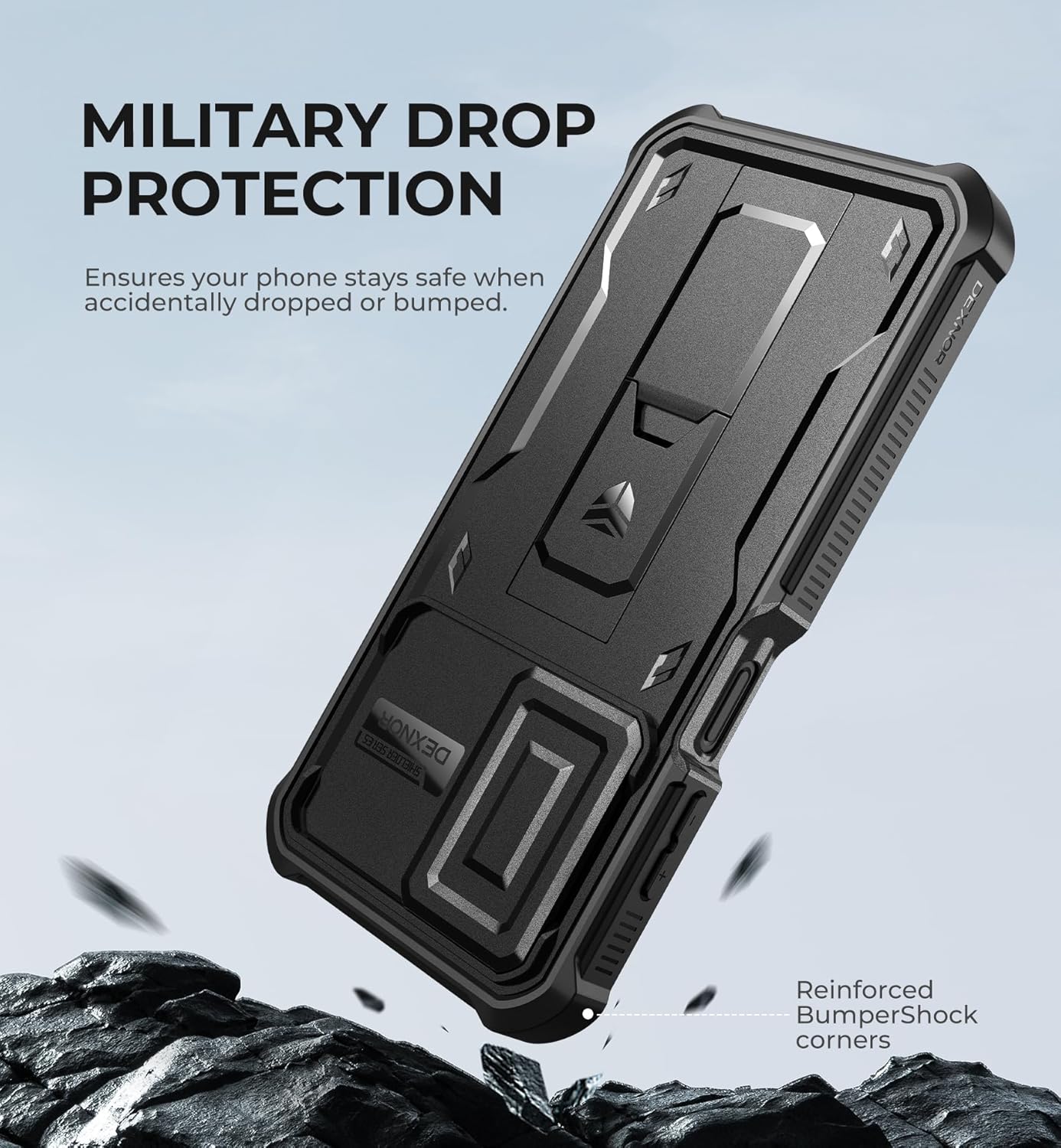for Samsung Galaxy A17-5G Case, [2 Front Frame] [Bulit-In Magnetic Slide Camera Cover & Kickstand] Heavy Duty Protection Shockproof Samsung A17-5G Case with Screen Protector, 6.7 Inch Black