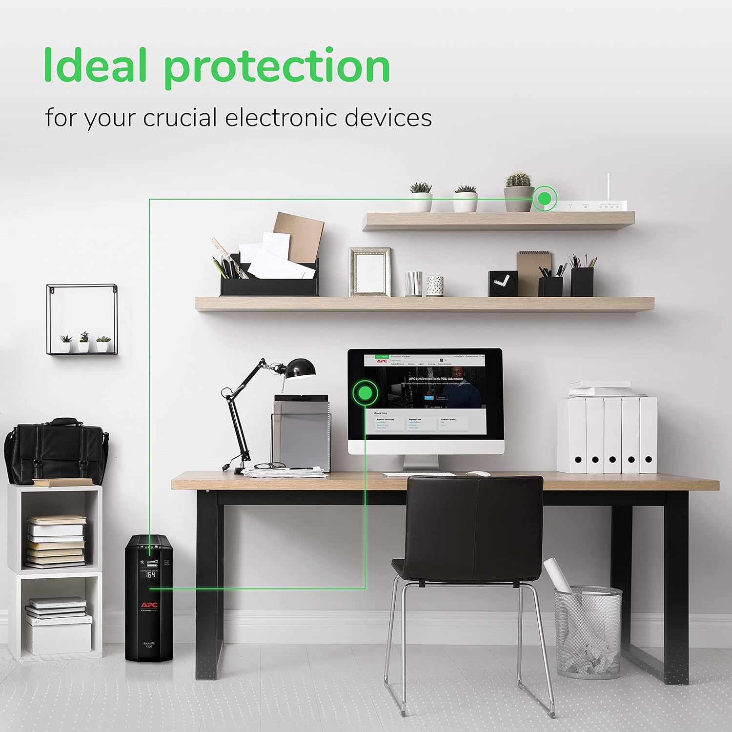 UPS 1500VA/900W Pro UPS Battery Backup for Office Electronics, BX1500M | 1500VA Back-Ups Pro for Home Offices — 10 Outlets, LCD, AVR, Surge Protection, 68-Min Runtime (@100W) for Pcs & Workstations
