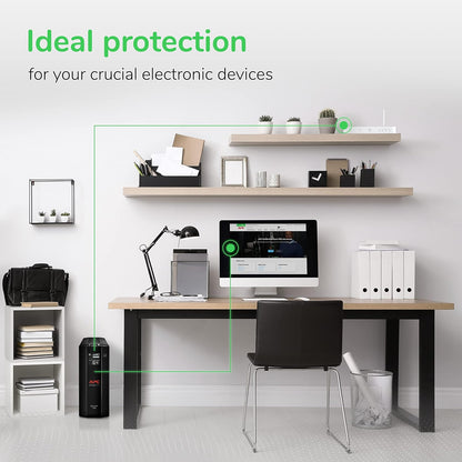 UPS 1500VA/900W Pro UPS Battery Backup for Office Electronics, BX1500M | 1500VA Back-Ups Pro for Home Offices — 10 Outlets, LCD, AVR, Surge Protection, 68-Min Runtime (@100W) for Pcs & Workstations