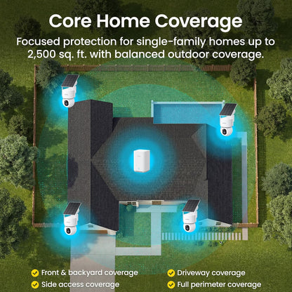 Solarcam D1 Max 4-Cam Kit, 4K Solar Security Cameras Wireless Outdoor, 360° PTZ Auto Tracking & Vehicle Detection, Color Night Vision, No Subscription Required, 1TB Expandable Storage