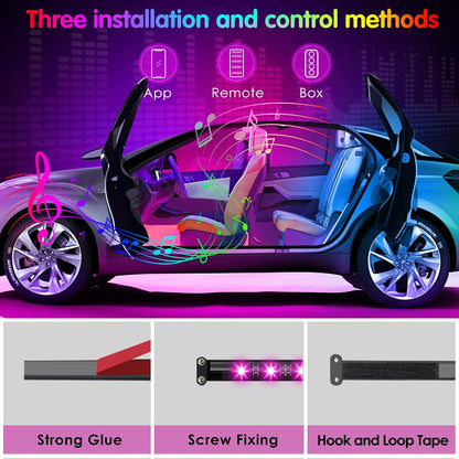 Interior Car Lights  Car Accessories APP Control with Remote Music Sync Color Change RGB under Dash Lighting with Charger 12V LED Lights Running Board Lights