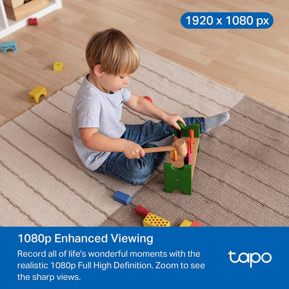 Tapo 1080P Pan/Tilt Security Camera for Baby Monitor, Pet Camera, C201 | Motion Detection, 2-Way Audio, Night Vision, Cloud & SD Card Storage, Works with Alexa & Google Home, Black