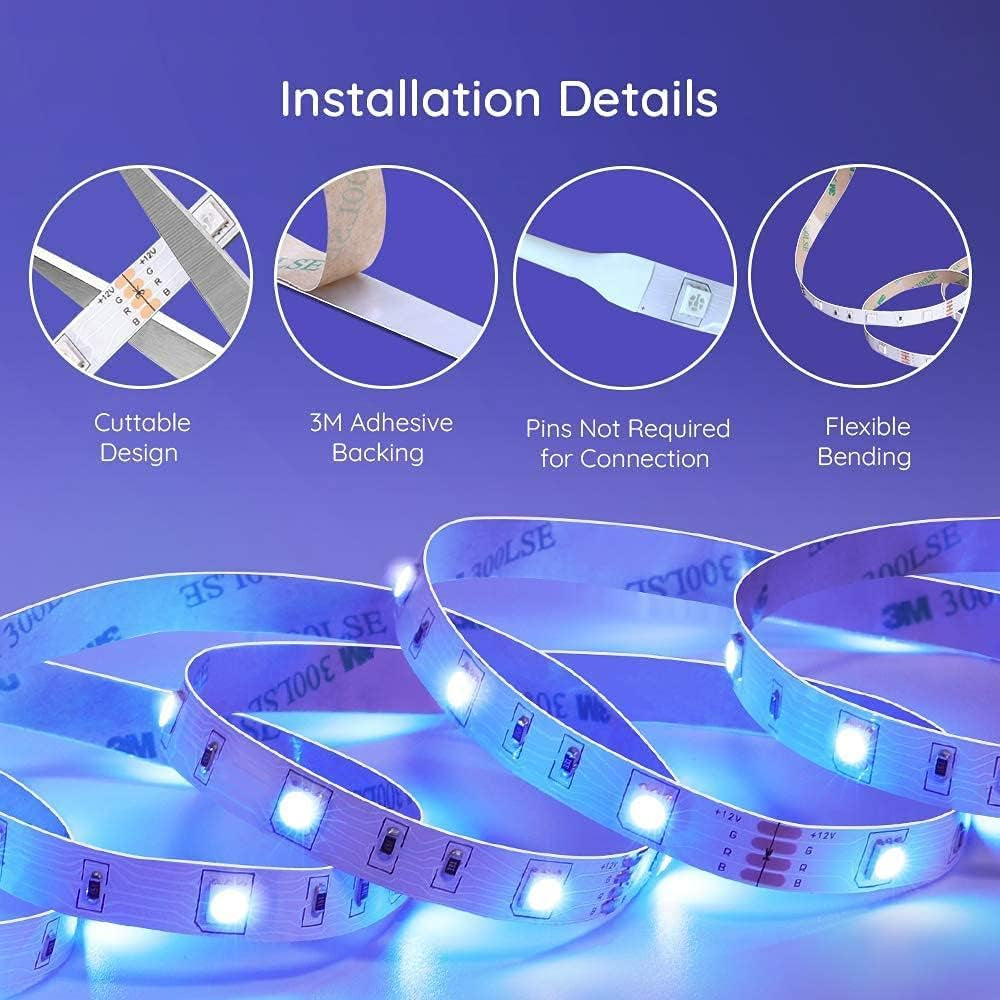 LED Strip Lights Bluetooth, 32.8Ft Music Sync LED Lights with App Phone, Remote, Control Box, RGB Color Changing Lights with 64 Scenes Modes, DIY for Room, Bedroom, Kitchen, TV, Office, Party