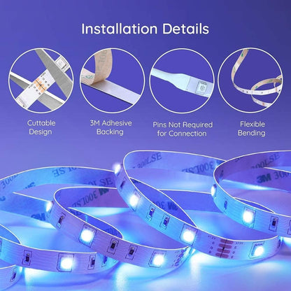 LED Strip Lights Bluetooth, 32.8Ft Music Sync LED Lights with App Phone, Remote, Control Box, RGB Color Changing Lights with 64 Scenes Modes, DIY for Room, Bedroom, Kitchen, TV, Office, Party