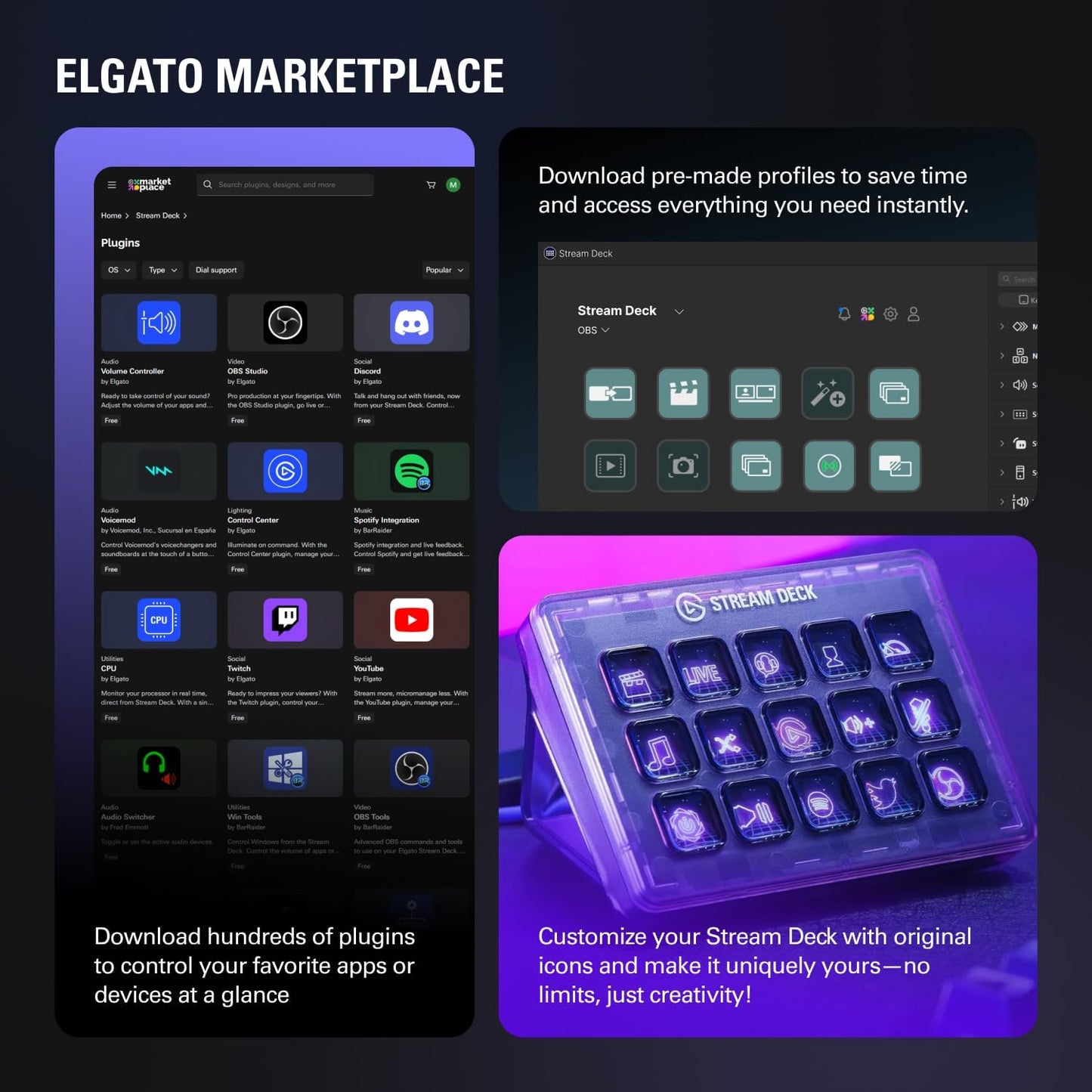 Stream Deck MK.2 - Ultimate Studio Controller with 15 Customizable Macro Keys for OBS, Twitch, YouTube & More - Compatible with Mac & PC