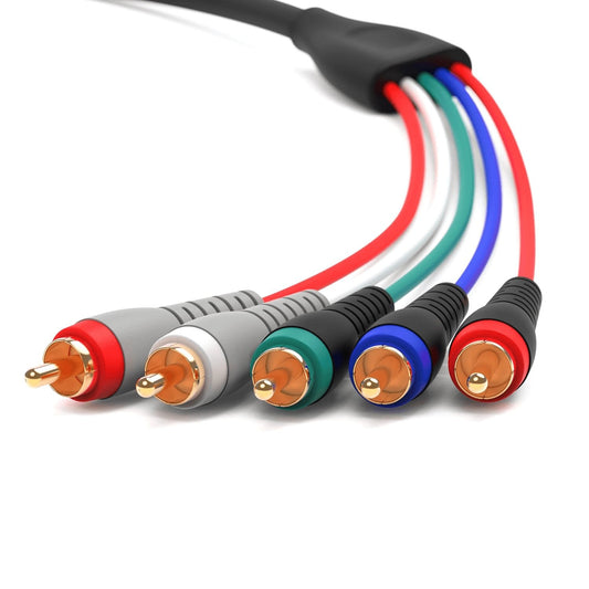 Component Video Cable with Audio (6FT, RCA- 5 Cable, Supports 1080I) - Compatible with DVD Players, VCR, Camcorder, Projector