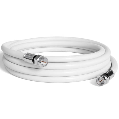 CIMPLE CO 12FT RG6 Coaxial Cable - Dual Shielded Indoor/Outdoor Coax Cable for TVs, Antennas, Internet & Audio/Video - White