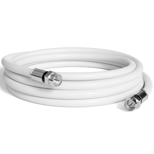 CIMPLE CO 12FT RG6 Coaxial Cable - Dual Shielded Indoor/Outdoor Coax Cable for TVs, Antennas, Internet & Audio/Video - White