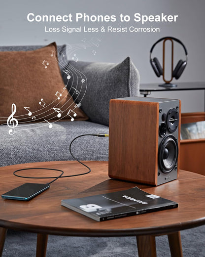 Premium 1/4 Inch Male to 3.5mm Female Stereo Audio Jack Adapter - Pure Copper, 2 Pack - Ideal for Headphones and Amplifiers