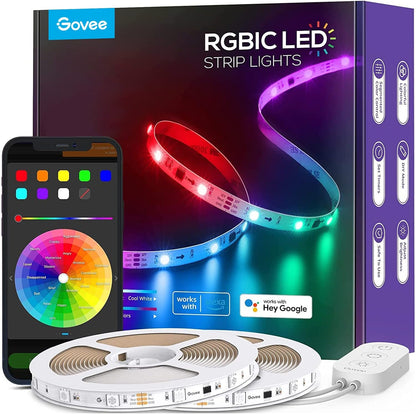Govee RGBIC LED Strip Lights, 32.8Ft Wifi Color Changing LED Lights, APP Control with Segmented Control Smart Color Picking, Works with Alexa and Google Assistant, Music LED Lights for Bedroom, Party