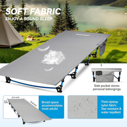 Ultralight Portable Folding Camping Cot Bed - Your Ultimate Outdoor Companion for Comfort and Adventure in Grey