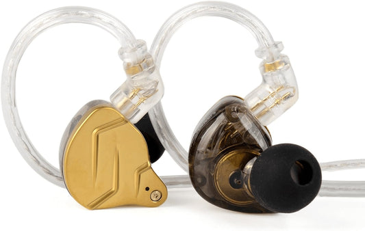 KZ ZSN PRO X High-Fidelity Gaming Earbuds - Hybrid Dual Driver In-Ear Monitors with Detachable Tangle-Free Cable (Gold, Without Microphone)