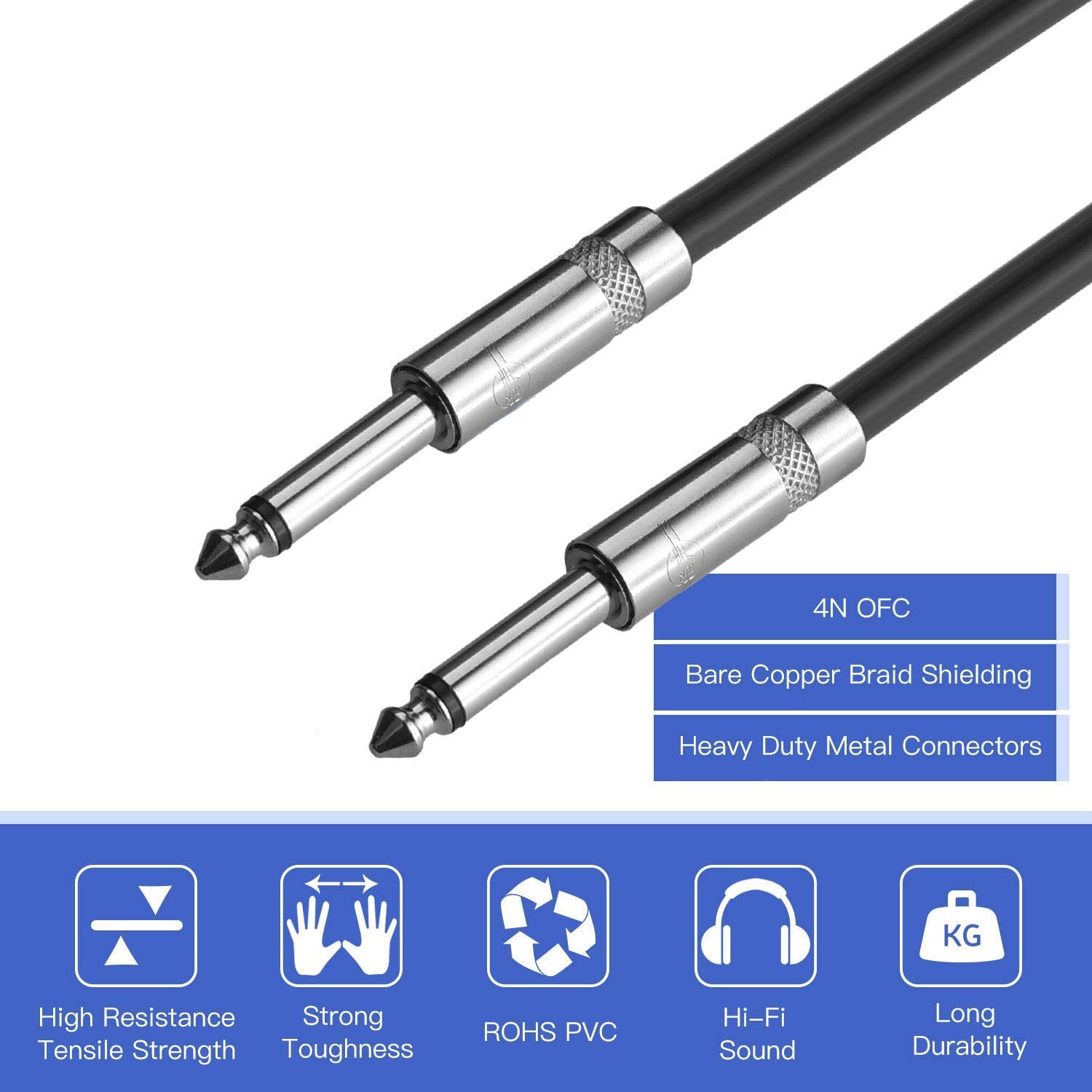 Premium 2-Pack 200 Ft 1/4" Speaker Cables - True 12AWG DJ/PA Audio Patch Cords for Enhanced Sound Performance