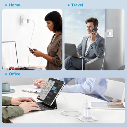 2-Pack 3-Port USB Wall Charger - Fast 3.1A Power Adapter for iPhone, iPad & Samsung Galaxy