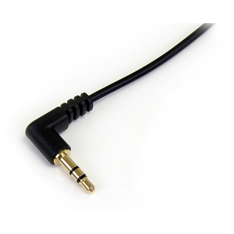 Startech 1-Foot Right Angle 3.5mm Audio Cable - Slim Male to Male Aux Cable in Black