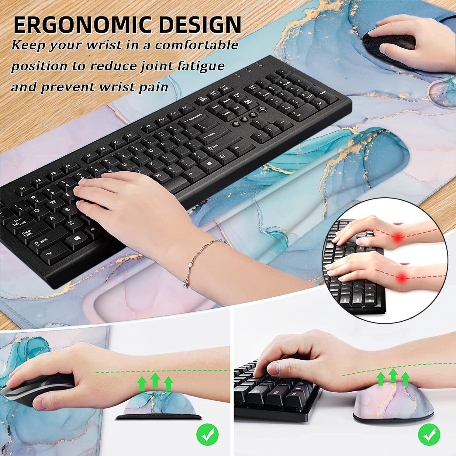 4-in-1 Extended Desk Mat with Wrist Rest - Large Mouse Pad & Keyboard Mat for Gaming and Office Use