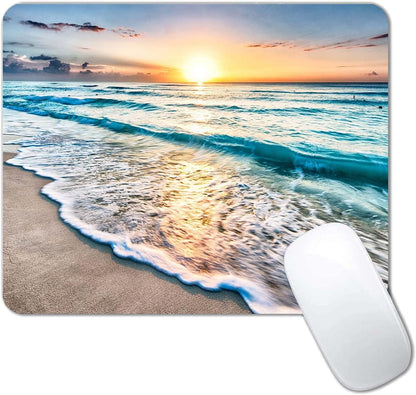 Vibrant Beach Sunset Mouse Pad - Stylish Non-Slip Design for Laptops and Offices