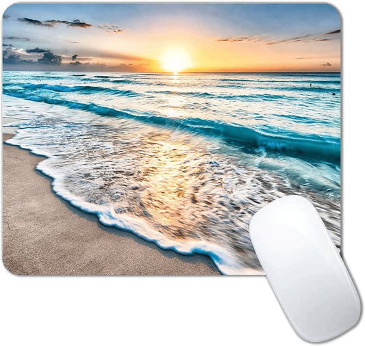Vibrant Beach Sunset Mouse Pad - Stylish Non-Slip Design for Laptops and Offices