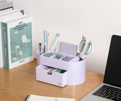 Chic Lavender Desk Organizer - Stylish Storage Solution for Office Supplies & Accessories - Elegant White & Lavender Pen Holder for Home, College, or School