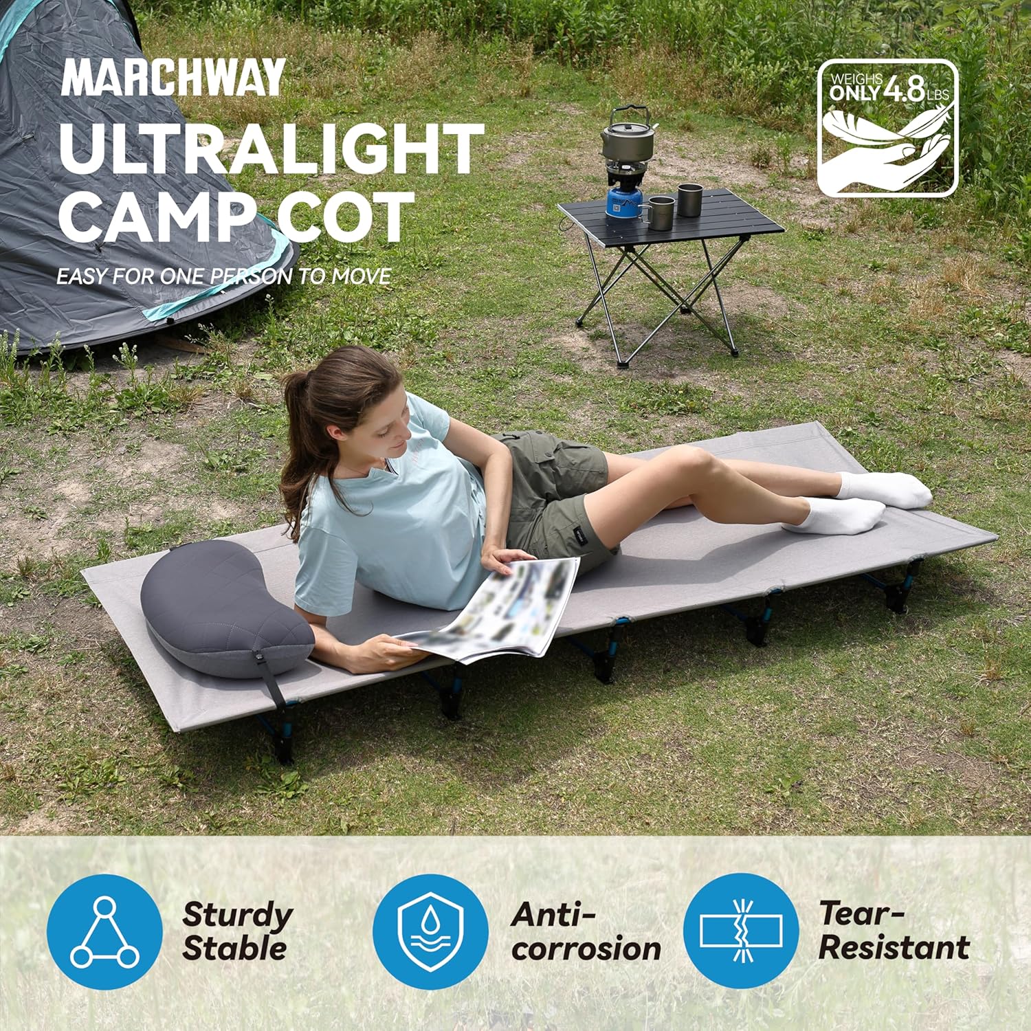 Ultralight Portable Folding Camping Cot Bed - Your Ultimate Outdoor Companion for Comfort and Adventure in Grey