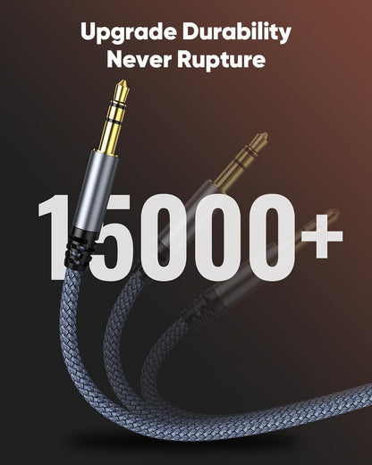 Premium 2 Pack AUX Cord - 3.5mm Audio Cable (4Ft/1.2M) with Hi-Fi Sound, Durable Nylon Braided Design for Car, Speakers, Headphones & More (Grey)