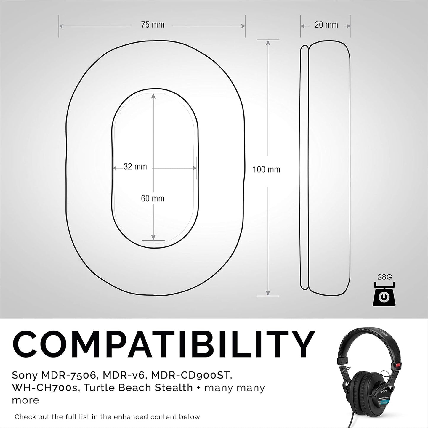Premium Replacement Earpads for Sony MDR 7506 Headphones – Luxurious Vegan Leather and Memory Foam for Enhanced Comfort, Compatible with Steelseries Arctis, ATH-M50X, and More