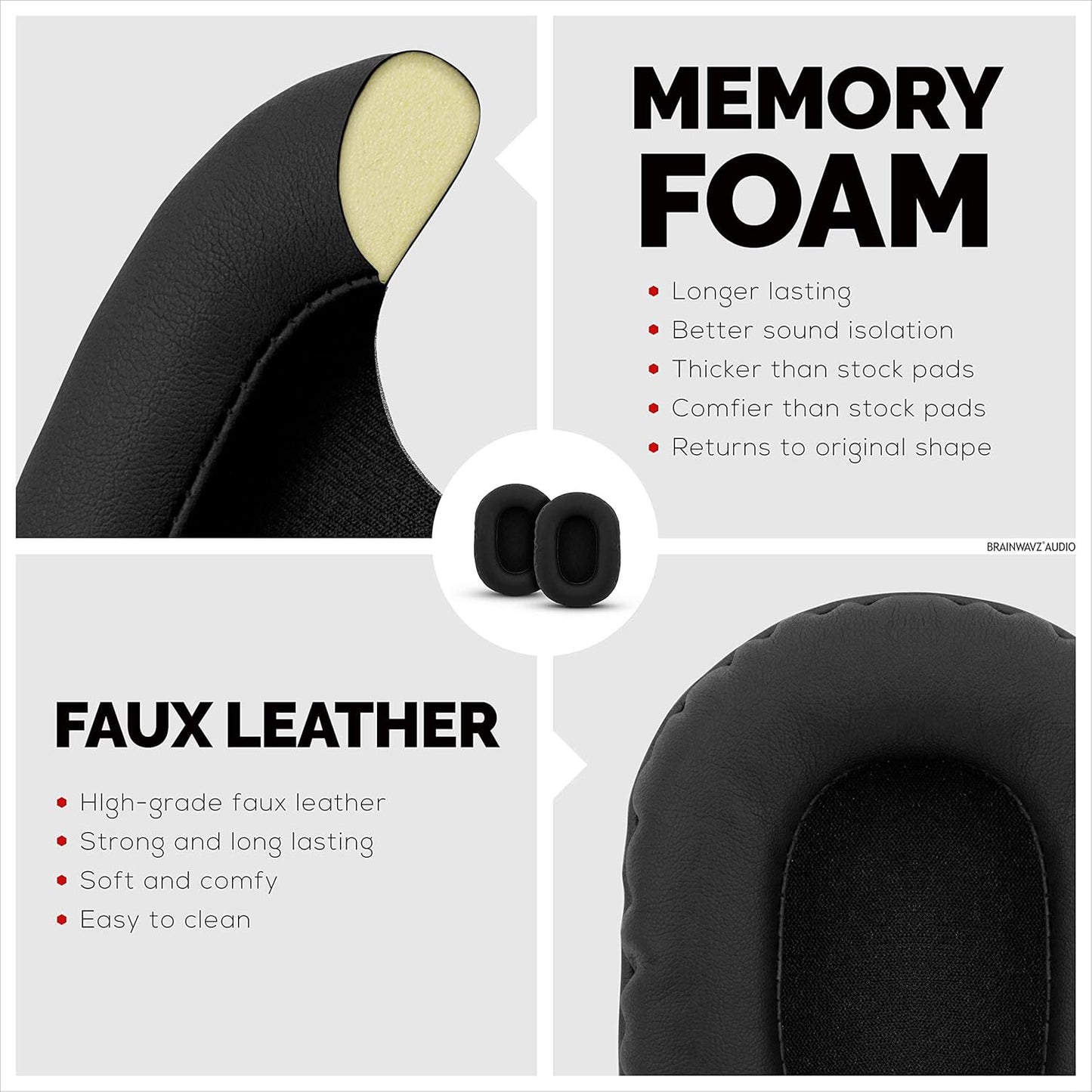 Premium Replacement Earpads for Sony MDR 7506 Headphones – Luxurious Vegan Leather and Memory Foam for Enhanced Comfort, Compatible with Steelseries Arctis, ATH-M50X, and More