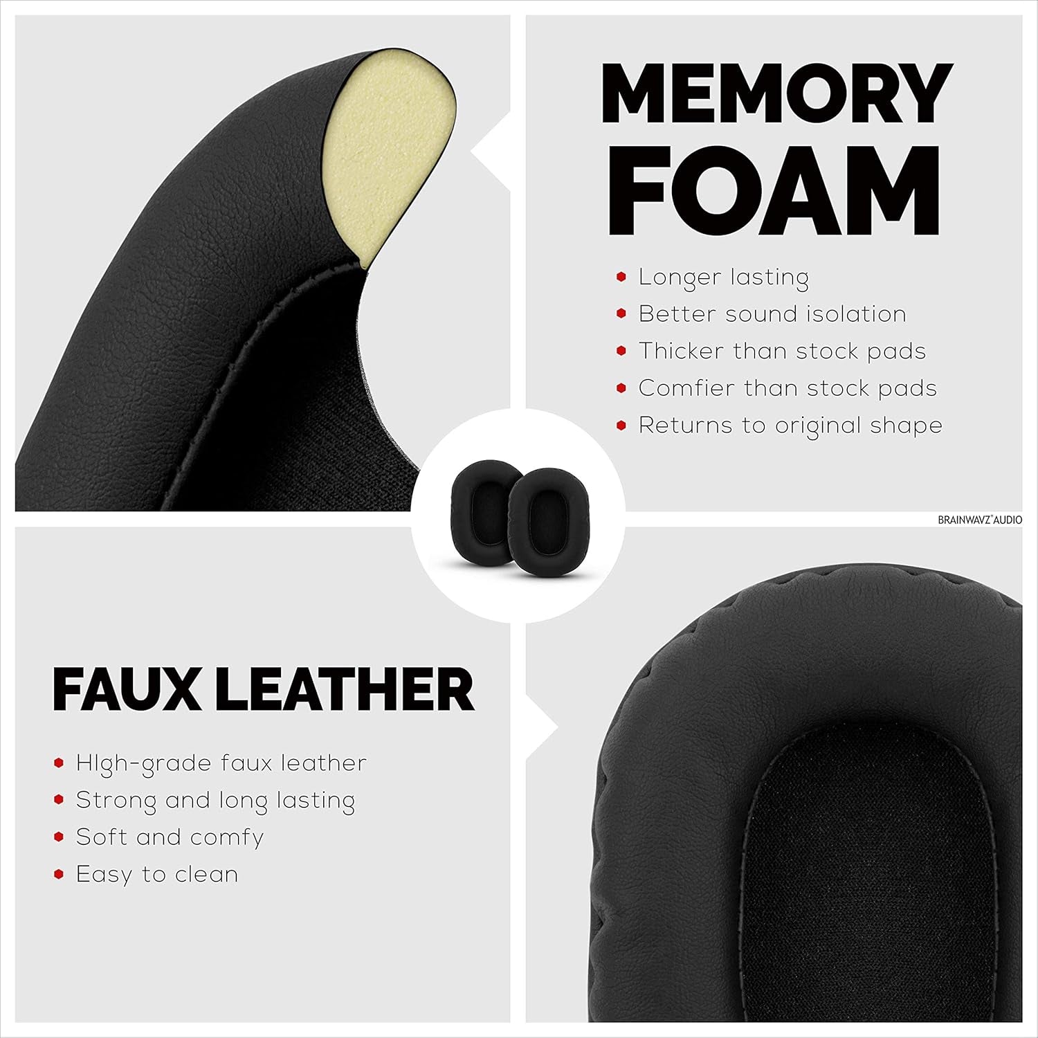 Premium Replacement Earpads for Sony MDR 7506 Headphones – Luxurious Vegan Leather and Memory Foam for Enhanced Comfort, Compatible with Steelseries Arctis, ATH-M50X, and More
